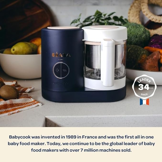 BEABA Babycook Neo Baby Food Maker | Non-Toxic Glass & Stainless Steel | Trusted by Celebrity Moms | Sustainable Baby Food Processor | Global Leader| 34 Servings in 20 Mins-CubbioJoy