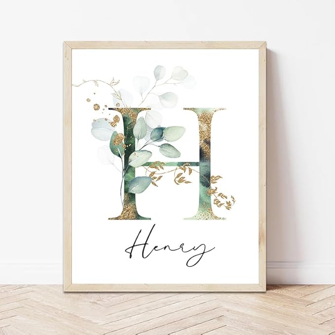 IZI POD Personalized Wooden Name Sign, Floral Monogram Nursery, Eucalyptus tree, Nursery Name Sign Boho Floral Pattern, Baby Name Sign, Wooden name signs for nursery, Wildflower Decor gift/16-CubbioJoy
