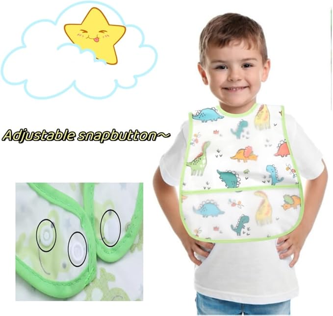 Baby bibs Waterproof Toddler bib - Feeding bib with Pocket for Infant Boy Girl Washable 6-36M-CubbioJoy
