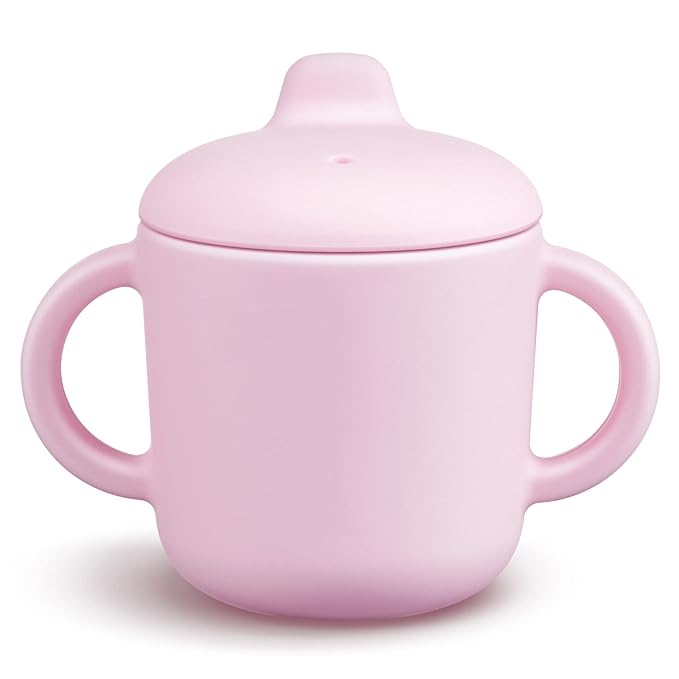 6 Months+ Sippy Cups with Handles,Small Silicone Sippy Cups Leak Proof 5oz,No Spill Sippy cups for Toddlers (Pink)-CubbioJoy
