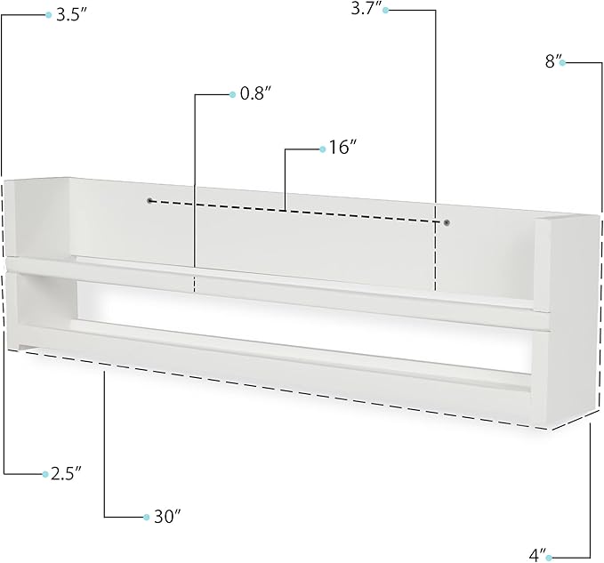 Brightmaison Polynez 30" Floating Shelves for Nursery & Kids, Multiuse Wall Shelf Set of 2 Wood Floating Shelf White-CubbioJoy