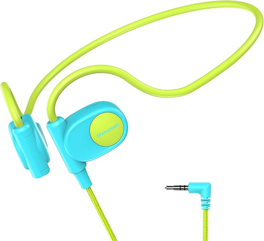 Kid Headphones for School, Air Conduction Open Ear Headphones, 3.5mm Jack Wired Cord, Ultra-Comfort, Ergonomic and Lightweight Design Perfect for School and Outdoor Activities-Blue Green-CubbioJoy