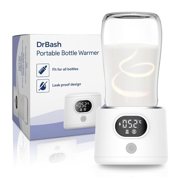 DrBash Portable Bottle Warmer for Travel, Leak-Proof Travel Baby Bottle Warmer with Fast Heating for Breastmilk, Safety Material Baby Bottle Warmer for Dr. Brown, Medela, Tommee Tippee, ComoTomo,-CubbioJoy