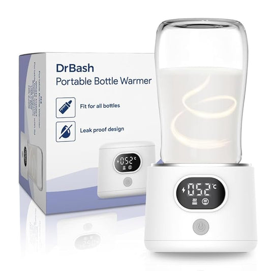 DrBash Portable Bottle Warmer for Travel, Leak-Proof Travel Baby Bottle Warmer with Fast Heating for Breastmilk, Safety Material Baby Bottle Warmer for Dr. Brown, Medela, Tommee Tippee, ComoTomo,-CubbioJoy