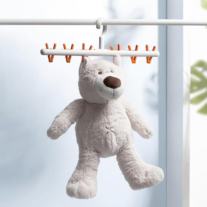 Clothes Hanger 2 Pack Clothes Drying Racks Windproof for Drying Socks Bras Underwears Baby Clothes Hats Scarfs Towels Pants and Gloves Diaper Grey Orange-CubbioJoy