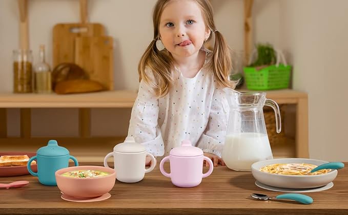 6 Months+ Sippy Cups with Handles,Small Silicone Sippy Cups Leak Proof 5oz,No Spill Sippy cups for Toddlers (Green)-CubbioJoy