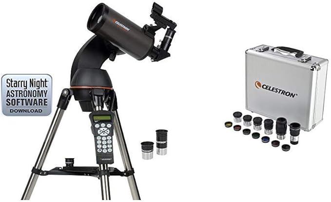 Celestron NexStar 90SLT Mak Computerized Telescope (Black) with Eyepiece and Filter Kit – 14 Piece Telescope Accessory Set-CubbioJoy