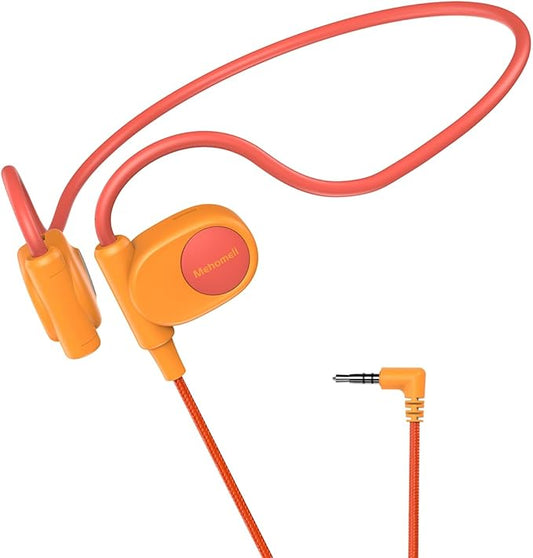 Kid Headphones for School, Air Conduction Open Ear Headphones, 3.5mm Jack Wired Cord, Ultra-Comfort, Ergonomic and Lightweight Design Perfect for School and Outdoor Activities-Orange-CubbioJoy
