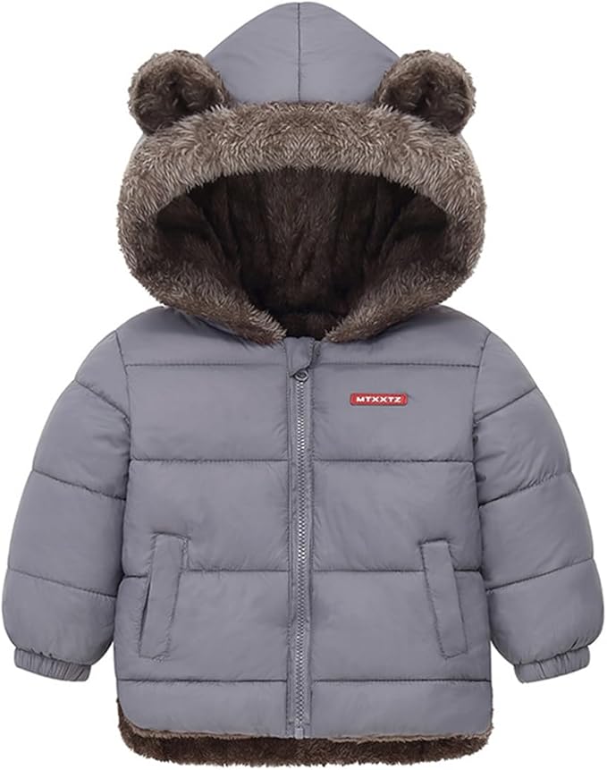 Infant Baby Winter Coat Bear Hooded Jacket Warm Fleece Snowsuit Windproof Outerwear for Toddler Boy Girl 9M-4T-CubbioJoy