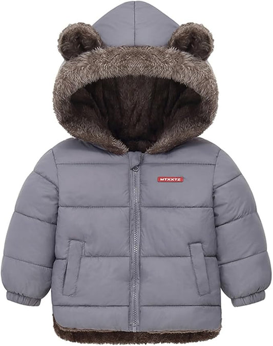 Infant Baby Winter Coat Bear Hooded Jacket Warm Fleece Snowsuit Windproof Outerwear for Toddler Boy Girl 9M-4T-CubbioJoy