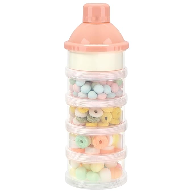 Accmor Formula Dispenser On The Go, 5 Compartments Stackable Formula Container for Travel, Baby Milk Powder Kids Snack Container, BPA Free-CubbioJoy