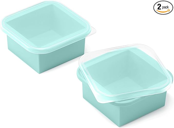 2-Cup Silicone Freezer Trays with Lids – Perfect for Meal Prep, Portion Control, and Easy Freezing-Meal Prep Container Molds for Soup,Leftovers (Bondi Mint, 2 Pack)-CubbioJoy