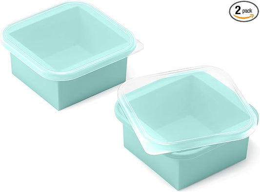 2-Cup Silicone Freezer Trays with Lids – Perfect for Meal Prep, Portion Control, and Easy Freezing-Meal Prep Container Molds for Soup,Leftovers (Bondi Mint, 2 Pack)-CubbioJoy
