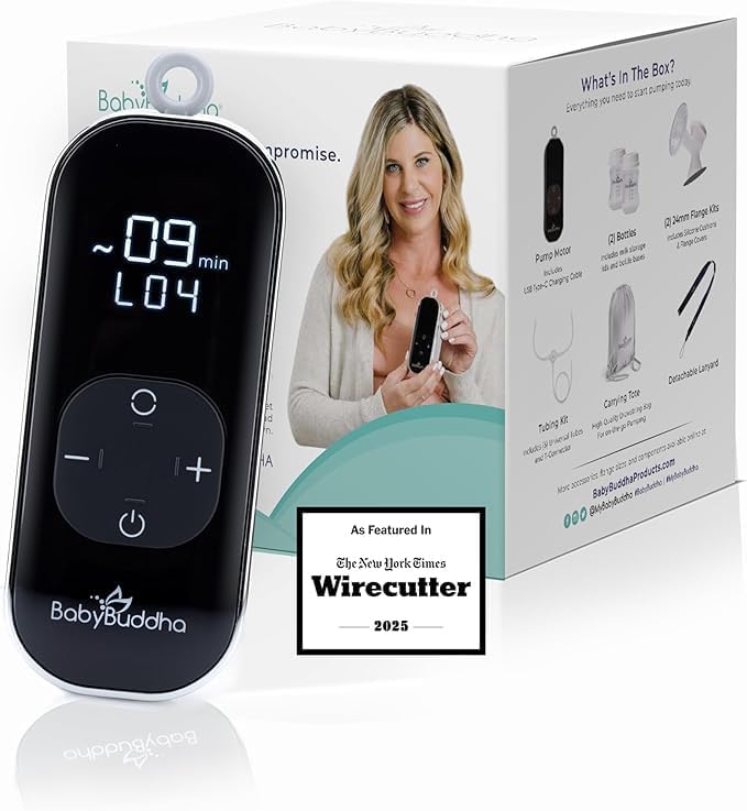 BabyBuddha Breast Pump 2.0, Wearable Electric Breastfeeding Pump with Soft Stimulation Mode, Portable, Hands-Free Milk Extractor, Hospital Grade, 3 Modes, 21 Suction Levels, 22 to 24mm Flange-CubbioJoy