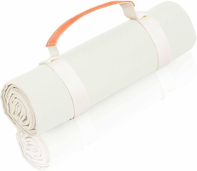 4’9” x 6’3” White Lightweight Water-Resistant Canvas Mat – Picnic, Outdoor, Beach, Park, Camping, Toy Mat-CubbioJoy