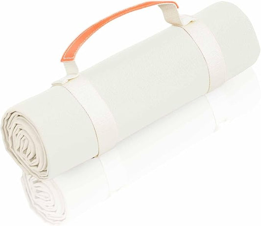 4’9” x 6’3” White Lightweight Water-Resistant Canvas Mat – Picnic, Outdoor, Beach, Park, Camping, Toy Mat-CubbioJoy