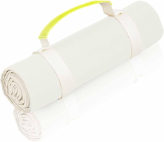 4’9” x 6’3” White Lightweight Water-Resistant Canvas Mat – Picnic, Outdoor, Beach, Park, Camping, Toy Mat-CubbioJoy