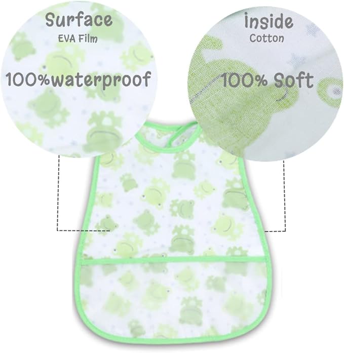 Baby bibs Waterproof Toddler bib - Feeding bib with Pocket for Infant Boy Girl Washable 6-36M-CubbioJoy