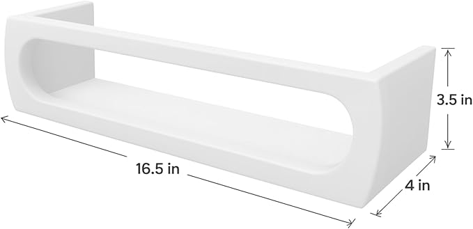 Bamboo Nursery Book Shelves, Fully Assembled For Easy Use - Set of 3 Floating Shelves for Wall Kids, Wall Mounted Book Shelves For Kids Room, Baby Room, Toddler Room, Nursery Decor, 16.5 Inch White-CubbioJoy