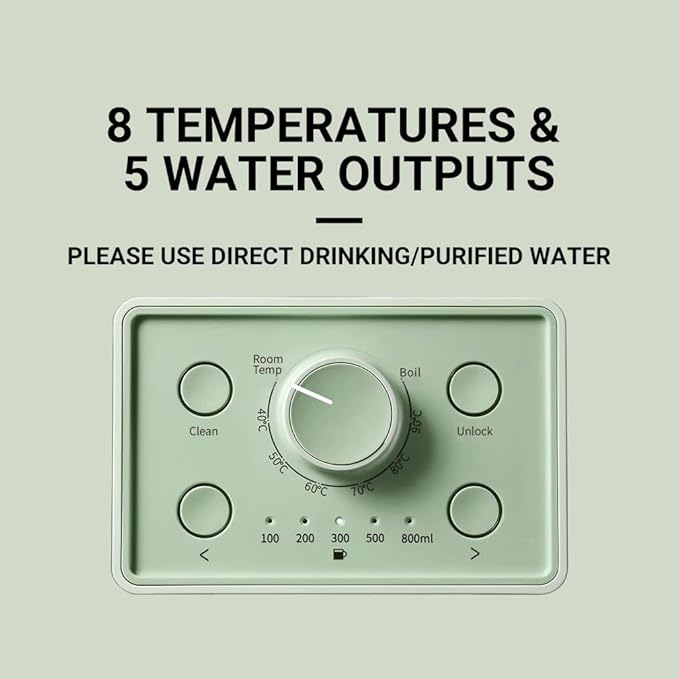 BUYDEEM S9013 Instant Hot Water Dispenser, Countertop Water Boiler & Warmer for Tea, Coffee and Baby Formula, Adjustable 8 Temperatures & 5 Water Outputs, 3L Water Tank(102oz), Green-CubbioJoy