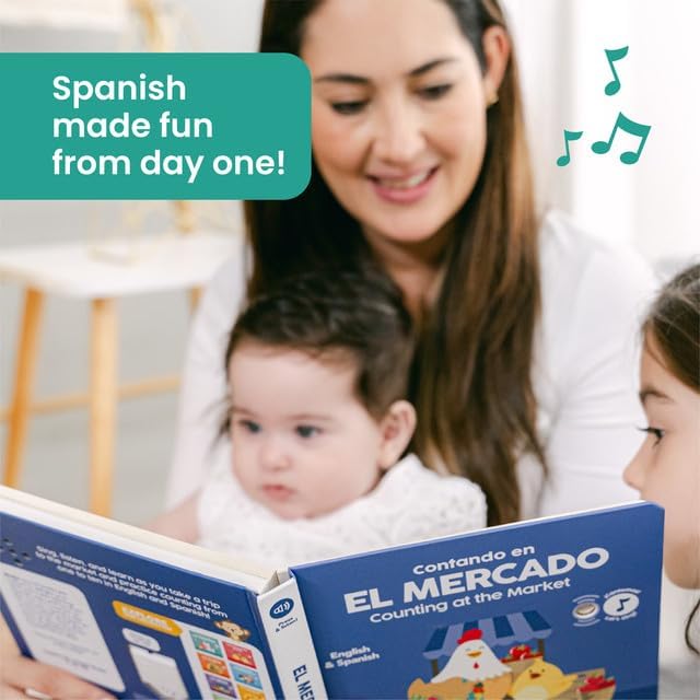 Binibi Spanish Musical Book - Counting at The Market | Bilingual Children's Book for Babies & Toddlers 1-3 | Libro en Espanol para Bebes-CubbioJoy
