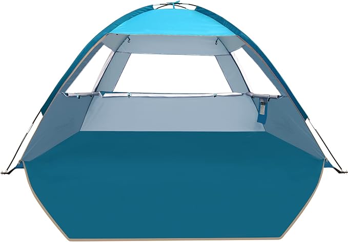 COMMOUDS Beach Tent Sun Shade for 3/4-5/6-7/8-10 Person, UPF 50+ Beach Sun Shelter Canopy Tent, Lightweight, Easy Set Up and Carry-CubbioJoy