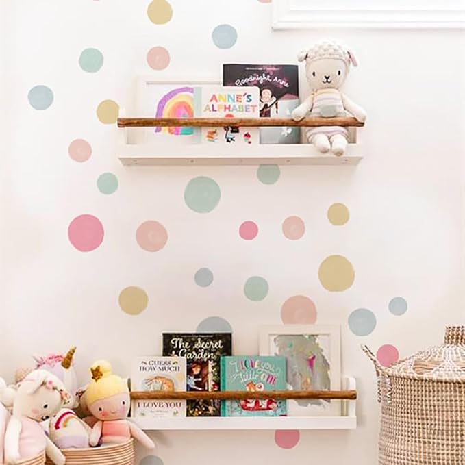 Colorful Polka Dot Wall Decals 36 PCS, Watercolor Dots Wall Sticker for Girls Bedroom Removable Wall Decals Nursery Kids Room Decor (6 Sheets)-CubbioJoy