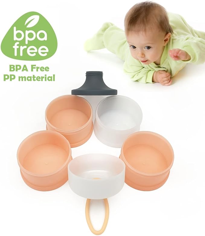 Baby Formula Dispenser, Formula Container, Portable Milk Powder Dispenser Container, Baby Feeding Travel Storage Container, Non-Spill Stackable Baby Snack Storage Container, BPA Free, 2 Packs-CubbioJoy