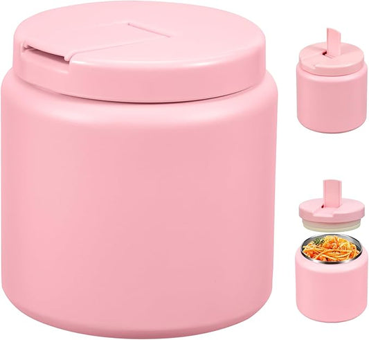 26oz Kids Thermos for Hot Food, Insulated Vacuum Food Jar with Buckle Lid, Stainless Steel Wide Mouth Leak Proof Insulated Lunch Container for School Picnic Travel, Pink-CubbioJoy