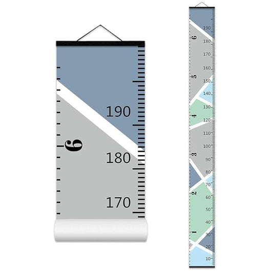 Color Block Growth Chart for Kids Baby Height Chart Ruler Removable Canvas Wooden Frame Hanging Wall Rulers Measurement Charts for Toddler Room Nursery Decor - 79"X7.9" with Black Wood-CubbioJoy