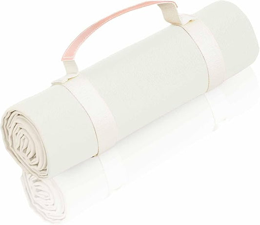 4’9” x 6’3” White Lightweight Water-Resistant Canvas Mat – Picnic, Outdoor, Beach, Park, Camping, Toy Mat-CubbioJoy