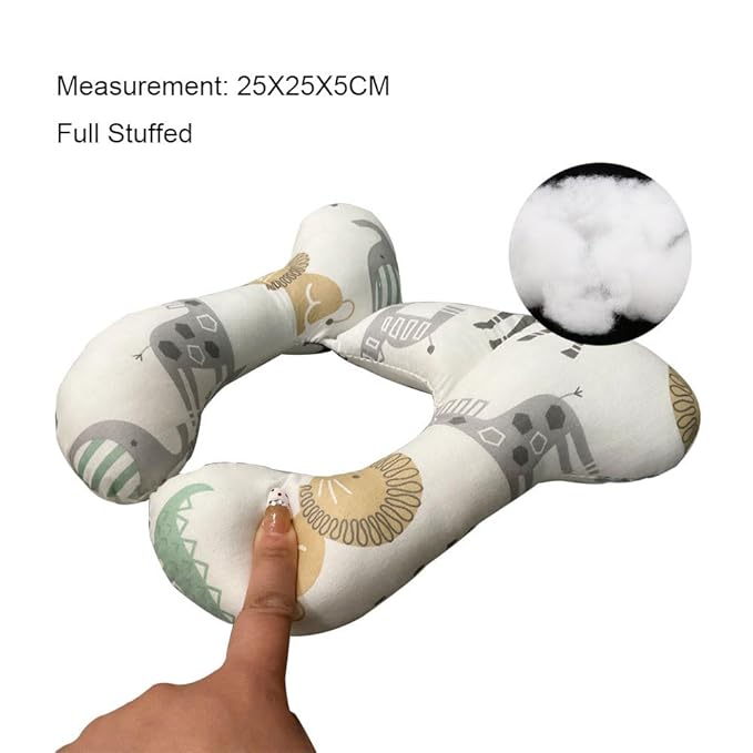 Baby Neck Pillows, Comfortable Baby Travel Head Neck Support Pillow for Car Seat Stroller Pushchair, Soft PP Cotton Travel Pillow for 0-1 Year Old Toddler Infant Newborn, Zoo-CubbioJoy