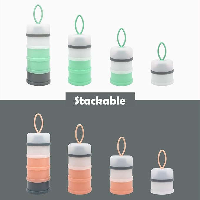 Baby Formula Dispenser, Portable Milk Powder Dispenser Container, Baby Feeding Travel Storage Container, formula mixer, formula holder, BPA Free, 4 Compartments, 2 Packs, dispensador de fórmula-CubbioJoy