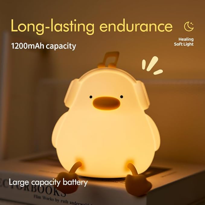 ATSUI Night Light for Kids, Squishy Duck Design, 3 Level Dimmable, Silicone Construction-CubbioJoy