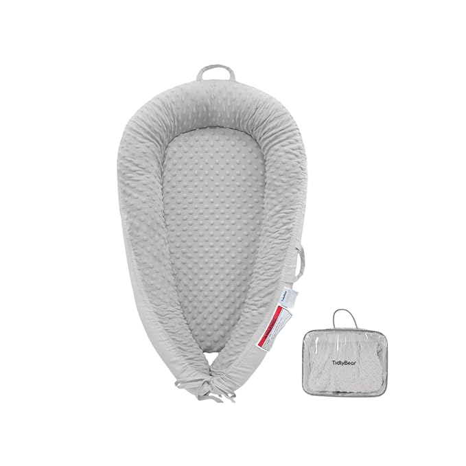 Baby Lounger – Soft & Breathable Newborn Nest for Infants 0-24 Months, Organic Cotton Baby Pillow for Tummy Time, Playtime & Travel, Newborn Babies Essential Gift-CubbioJoy