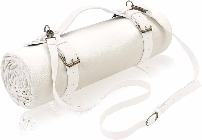 4’9” x 6’3” White Lightweight Water-Resistant Canvas Mat – Picnic, Outdoor, Beach, Park, Camping, Toy Mat-CubbioJoy