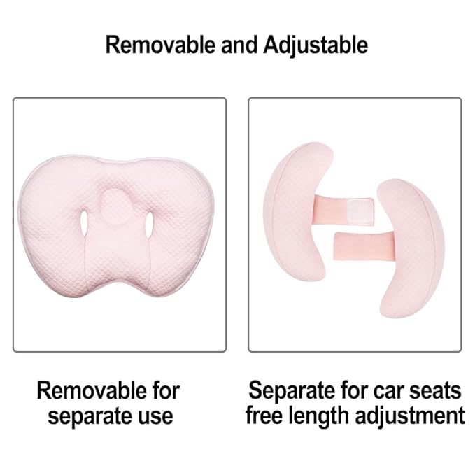 2 in 1 Baby Support Pillow, Banana Shape Baby Neck Head Travel Pillow Stroller Insert Cushion for Kids, Toddler, Pink-CubbioJoy