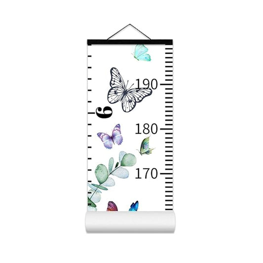 Baby Growth Chart for Wall - Height Chart for Kids Nursery Decor Wall Hanging Measurement Ruler with Black Wood Scroll Toddlers Room Decor Birthday Christmas Gifts for Boys Girls 79"X7.9" (Butterfly)-CubbioJoy