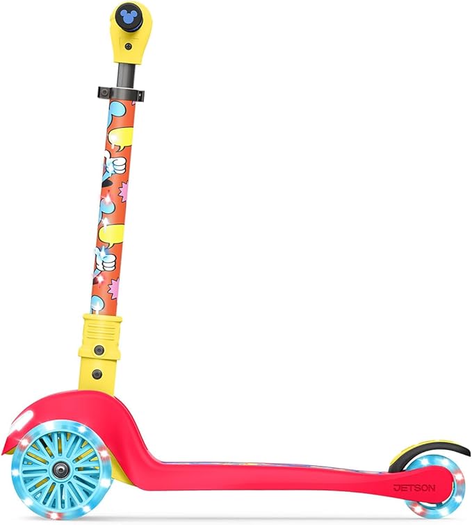 Jetson Character Kids Kick Scooter, LED Lights on Stem & Light-Up Wheels, Lightweight Frame, Height-Adjustable Handlebar, Lean-to-Steer System, Easy-Fold Mechanism-CubbioJoy