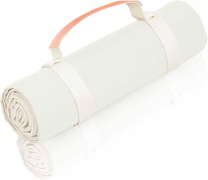 4’9” x 6’3” White Lightweight Water-Resistant Canvas Mat – Picnic, Outdoor, Beach, Park, Camping, Toy Mat-CubbioJoy