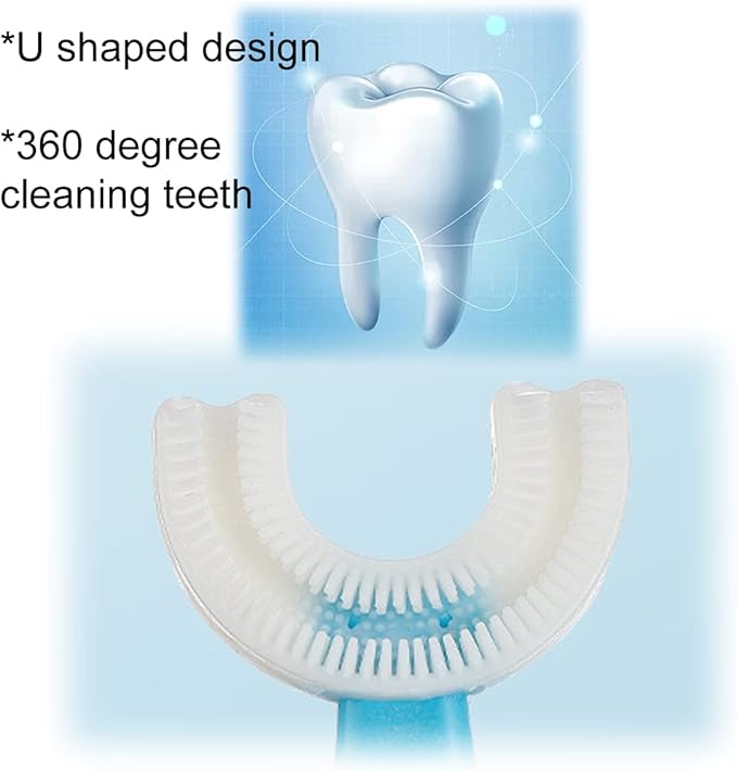 2 Pcs U-Shaped Kids Toothbrush, Premium Soft Manual Training Toothbrush for Kids 2-6 Years Old. (Blue)-CubbioJoy