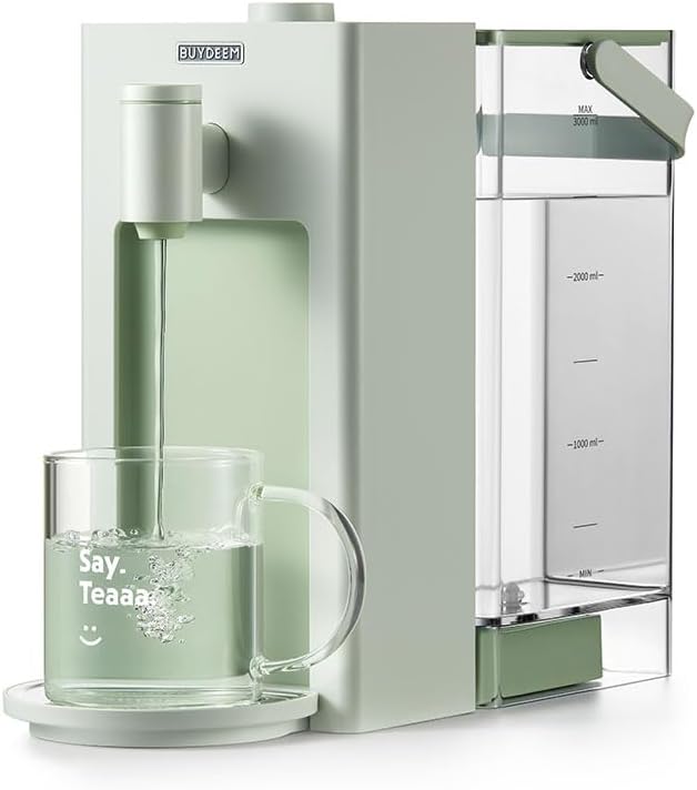 BUYDEEM S9013 Instant Hot Water Dispenser, Countertop Water Boiler & Warmer for Tea, Coffee and Baby Formula, Adjustable 8 Temperatures & 5 Water Outputs, 3L Water Tank(102oz), Green-CubbioJoy
