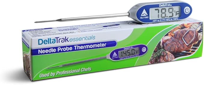 DeltaTrakessentials 11063 FlashCheck Jumbo Display Auto-Cal Needle Probe Thermometer-CubbioJoy
