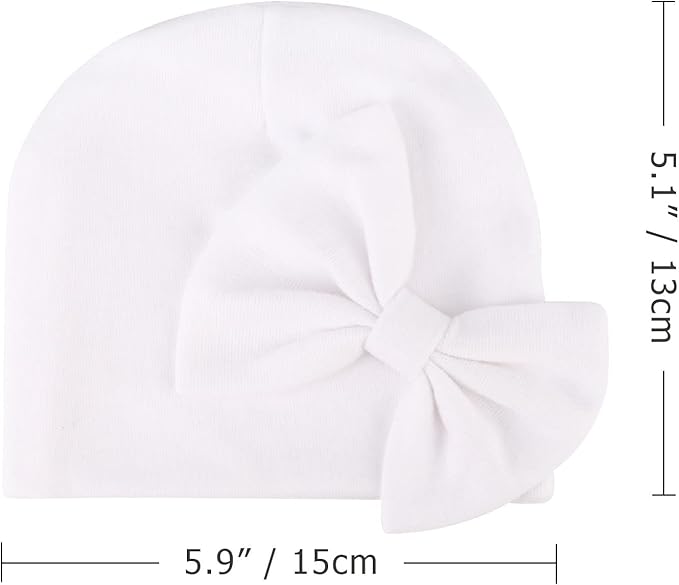BQUBO Newborn Baby Hats Mittens Set Hospital Hat Beanie Infant Bow Hats Baby Gloves No Scratch Mittens for 0-6 Months-CubbioJoy