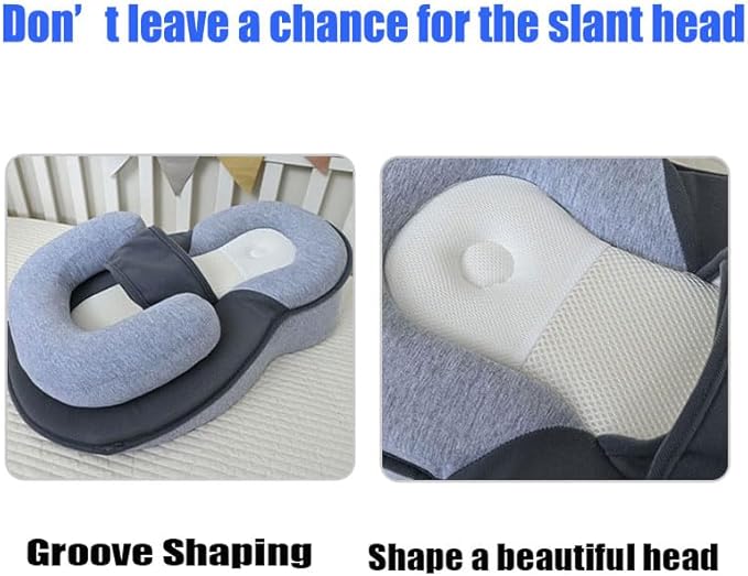 Baby Wedge Pillow for Newborn, Baby Lounger Pillow, Acid Reflux Breastfeeding Pillow for Reducing Spit-Up, with Safety Strap-CubbioJoy