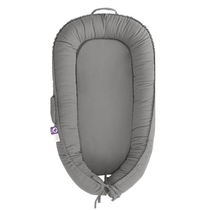 Infant Lounger, Baby Nest Cover for Baby Girls & Boys, Newborn Essentials for Baby 0-18 Months, 100% Cotton Breathable (Slate_Gray)-CubbioJoy