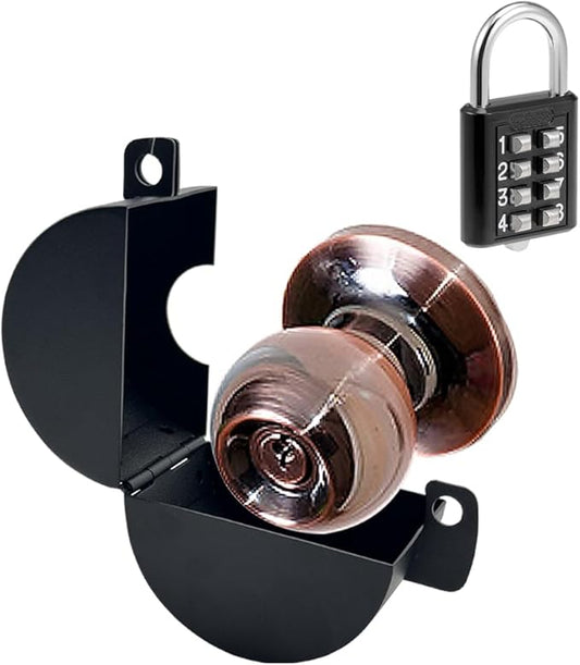 Door Knob Lockout Device with Password Lock and Key Lock Prevents Operating The Knob Cover to Disable Faucet Valve Spigot Dementia Door Locks for Elderly (Silver)-CubbioJoy