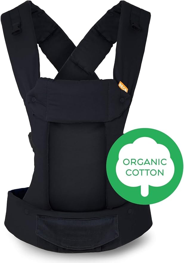 Beco Gemini Baby Carrier from Newborn to Toddler - Certified Ergonomic Newborn Baby Carrier for Infants and Children of 7-35 lbs - M Shape, Adjustable Seat, 100% Organic Cotton (Metro Black)-CubbioJoy