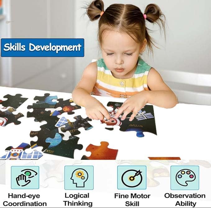 Jumbo Floor Puzzle for Kids, Large Jigsaw Puzzles 35 Piece for Kids Ages 3-5,Preschool Learning & Education Toys, Gifts for 4-8 Year Old Boys and Girls (Solar System Planet)-CubbioJoy