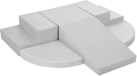 6-Piece Soft PU Leather Toddlers Climbing Toys, Baby Foam Climbing Blocks for Kids 3, Baby Climbing Structures Play Gym for Toddlers, Indoor Climb and Crawl Activity Play Set-CubbioJoy